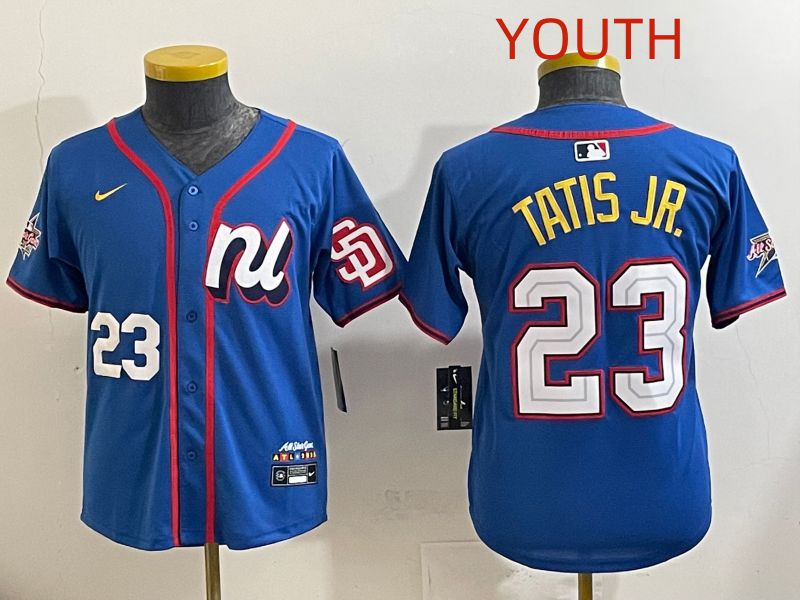 Youth 2025 San Diego Padres #23 Tatis jr Blue All star Nike MLB Jersey style 2